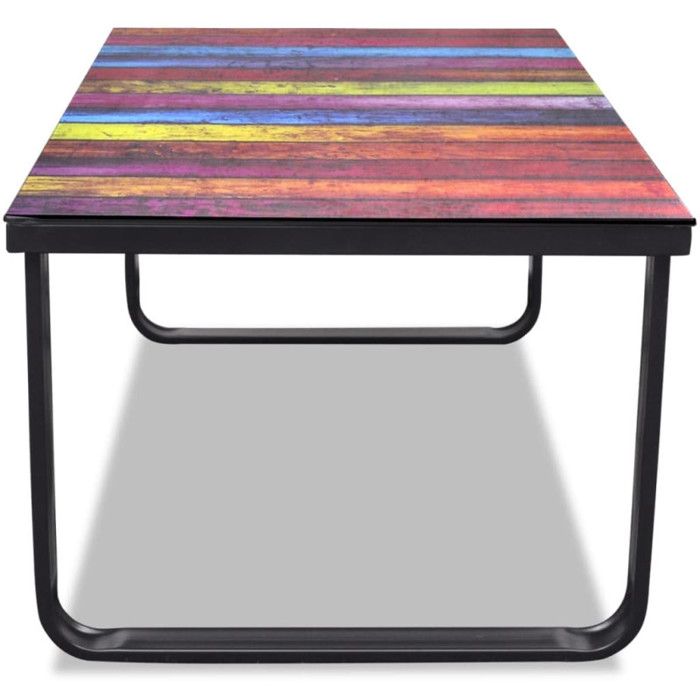 VidaXL Coffee Table with Rainbow Print Glass Top