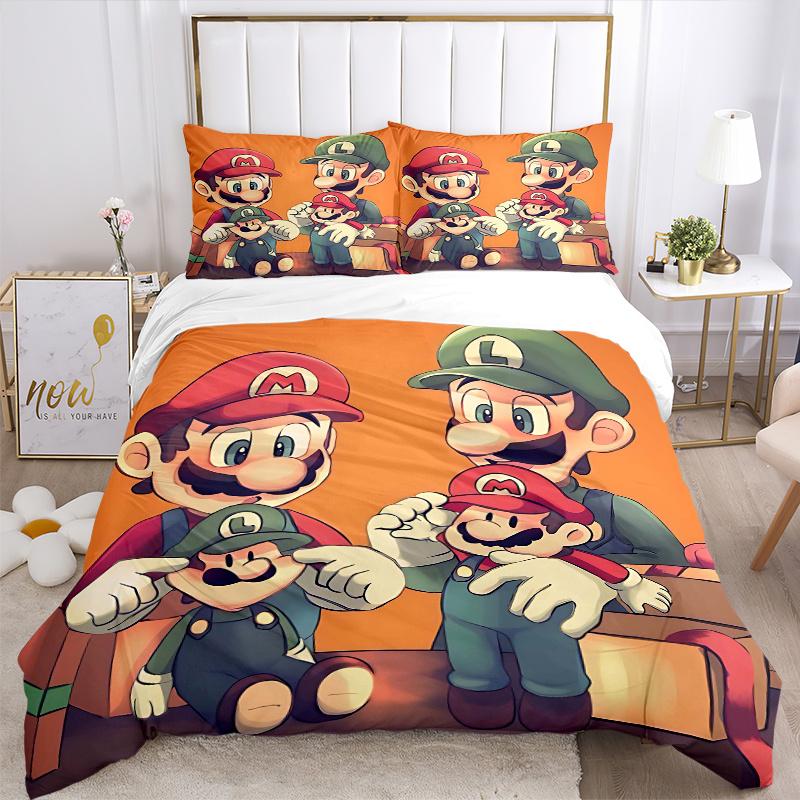 3pcs Heartwarming Adventure of Mario and Luigi Quilt Set - Soft and Comfortable Bedroom, Guest Room and Dorm Decor Bedding Set 1 Quilt Cover