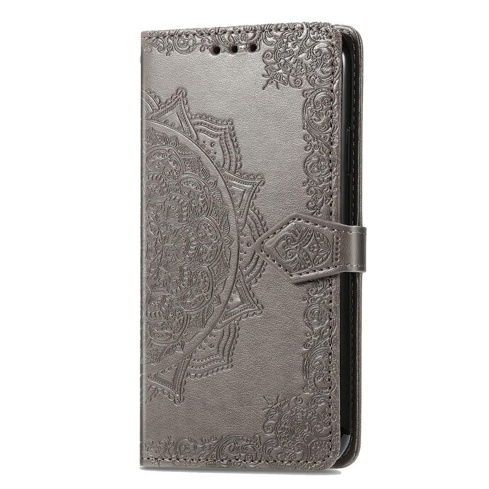 Flip Case for Motorola Moto E14, Mandala, Gray
