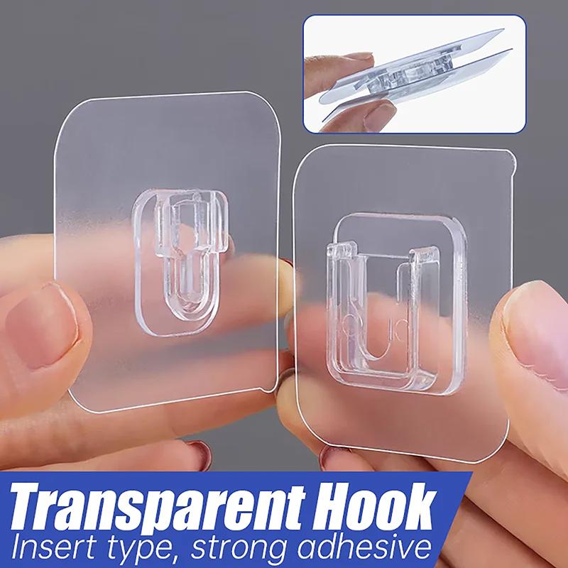 1-10Pairs Double-Sided Adhesive Wall Hooks Transparent Suction Cup Sucker Hooks Bedroom Kitchen Multi-Purpose Organizer Holders