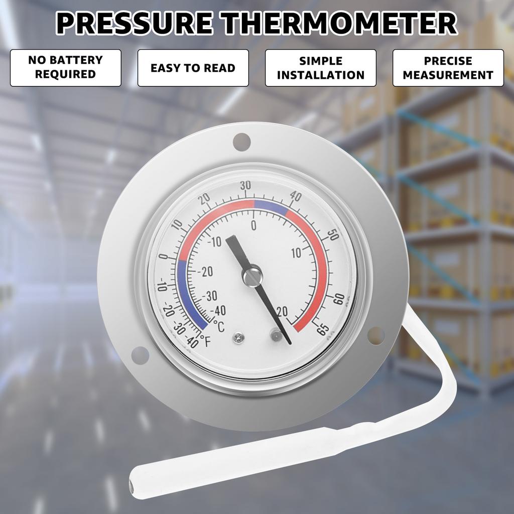 Cooler Thermometer Commercial Freezer Thermometer Capillary Design Refrigeration Gauge Range -40 To 65 ℉ / -40 To 20℃ 2.17" Dial