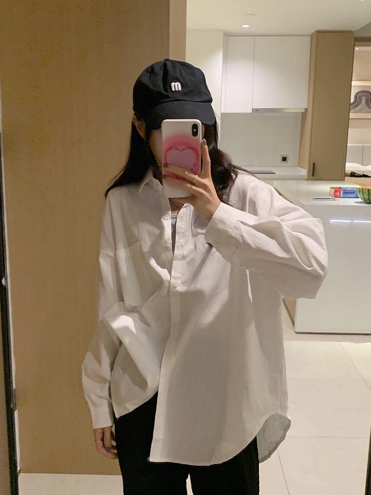 Wiosna 2024 Damska Bluzka w Koreańskim Stylu Luźna z Długim Rękawem Modna