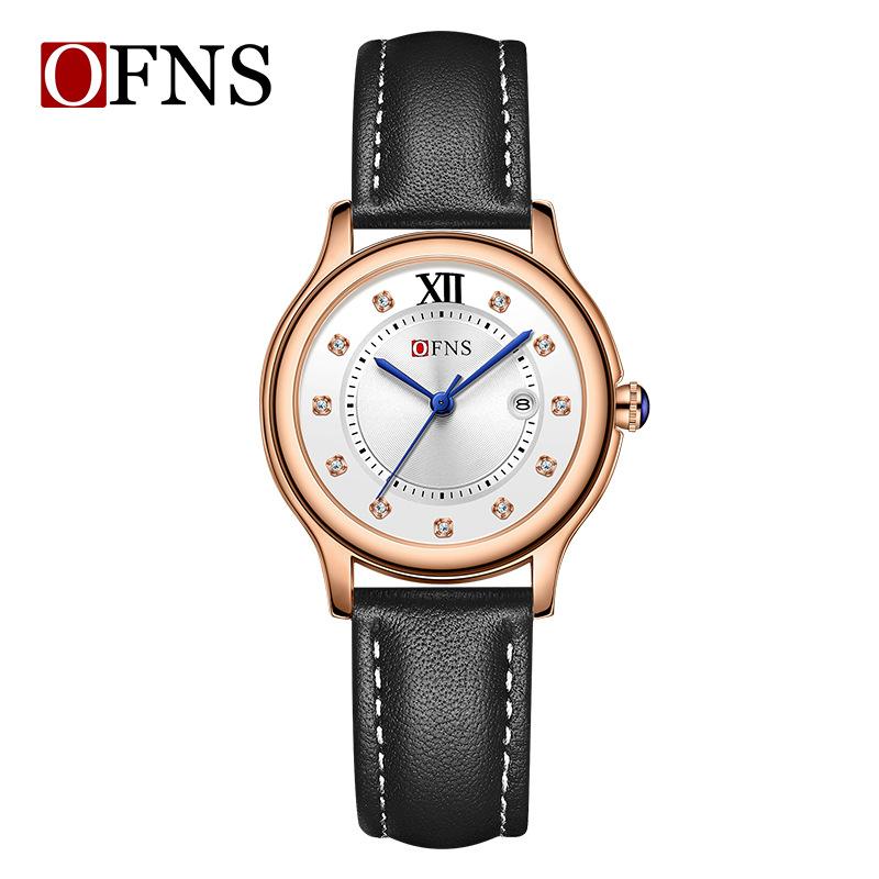 Fashion Ofns Top Brand Women's Quartz Watch Trend Simple Exquisite Leisure With Calendar Waterproof Leather Watches