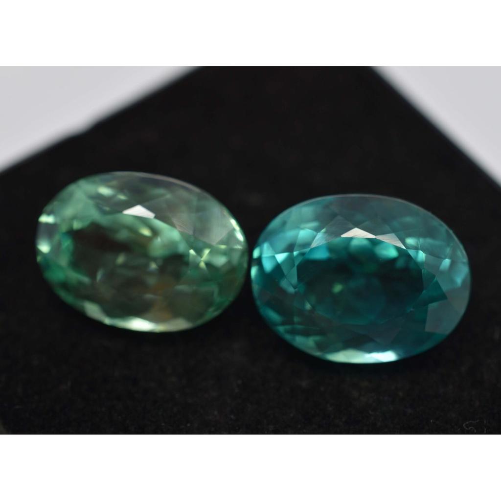 Bluish Green Natural Grandidierite Oval 16.12 Ct Pair Certified Gemstone