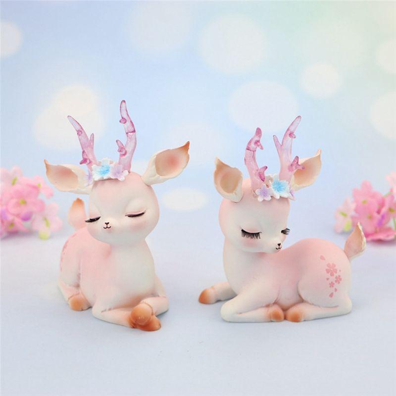 AEE4-Deer Figurines Miniature Deer Family Figures Mini Reindeer Statues Desktop Ornament For Gifts Home Office Car Decor