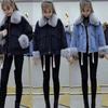 Winter Frauen Denim Jacke Faux Pelz Trim Lange Ärmel Dicken Plüsch Gefüttert
