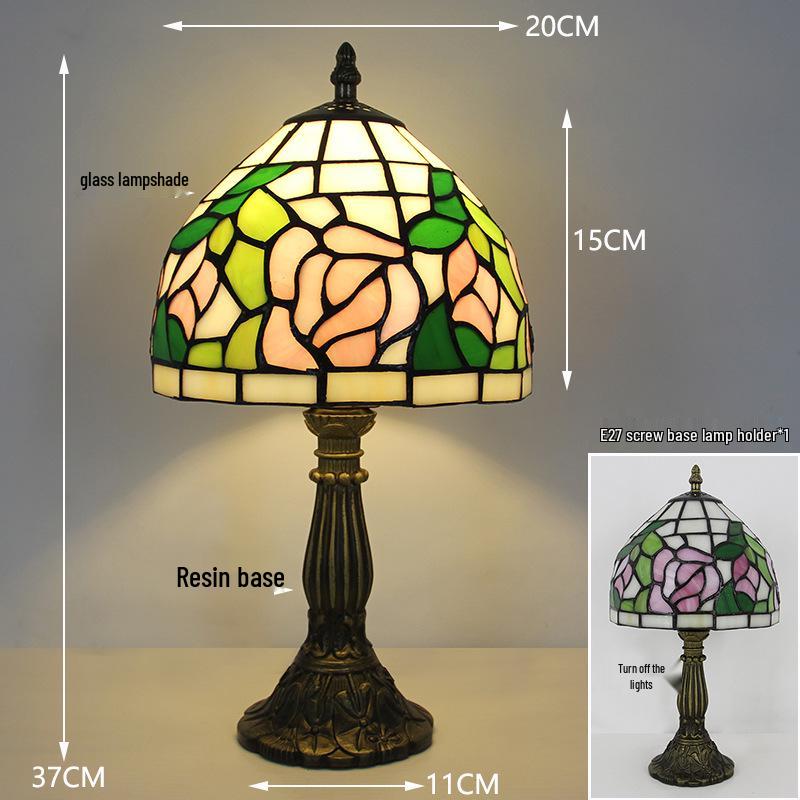 Tiffany Vintage Stained Glass Table Lamp for Bedside or Cafe