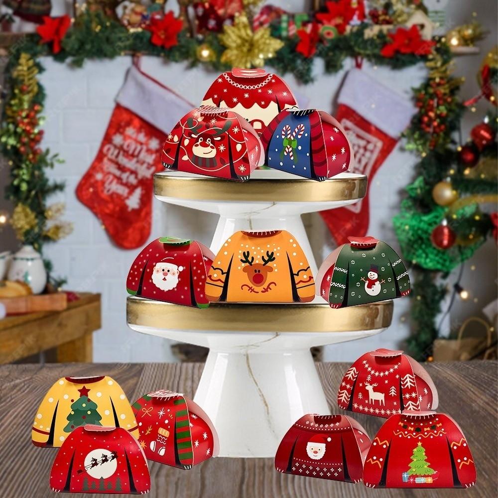 24PCS Assorted Candy Christmas Candy Boxes Sweater Shape Cookie Paper Boxes  Christmas Celebration