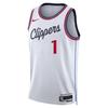 X NBA Samarbeid Clippers Harden Fan Edition Bokstavtrykk Rund hals Ermeløs Basketballtrøye Herre jersey Hvit FQ4547-103