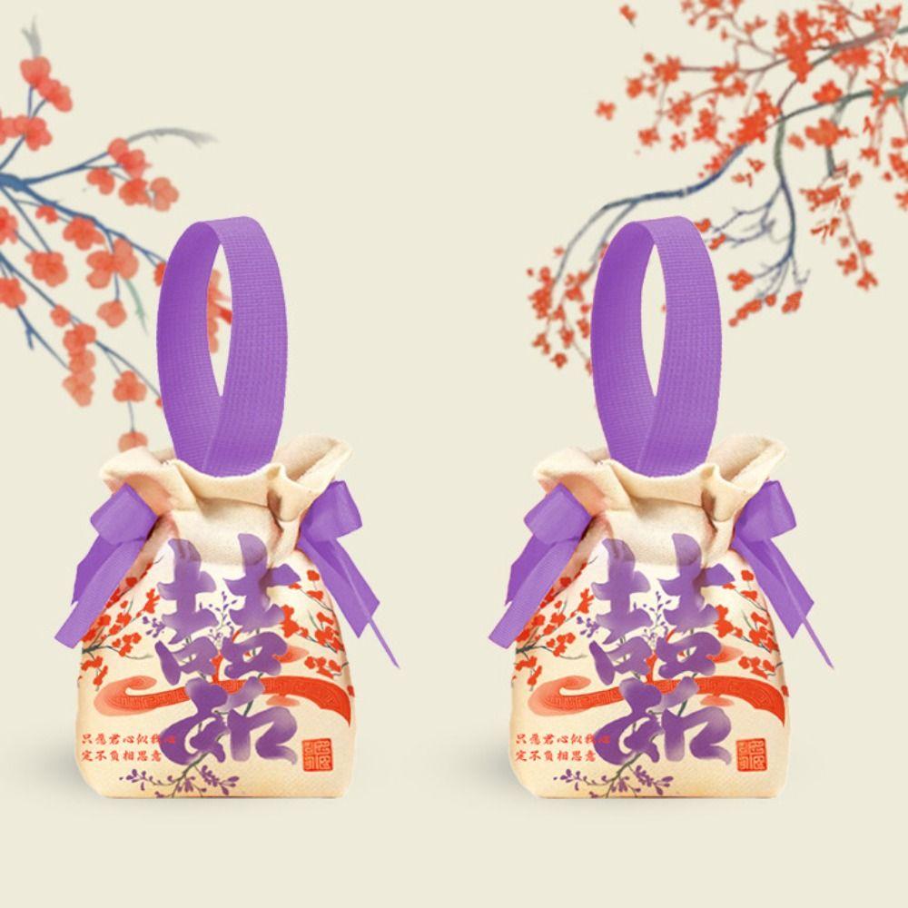 Canvas New Year Gifts Bag Drawstring Chinese Style Handbag Fashion Small Wrist Bag  Wedding