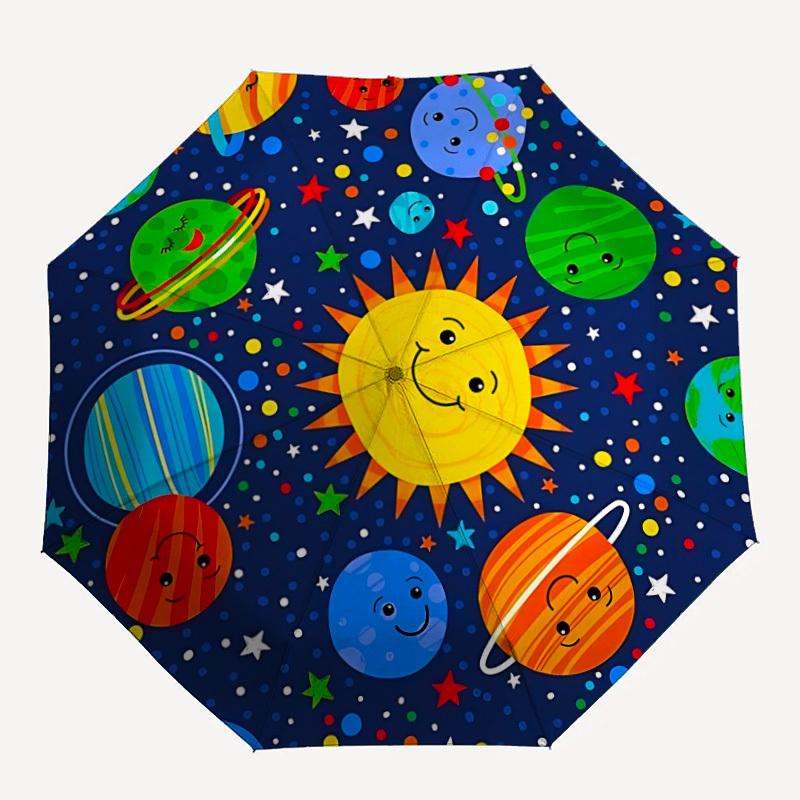 1pc Solar System Folding Umbrella , 8 Ribs Casual Durable Lightweight Portable Travelling Umbrella For Men & Women yy250728114
