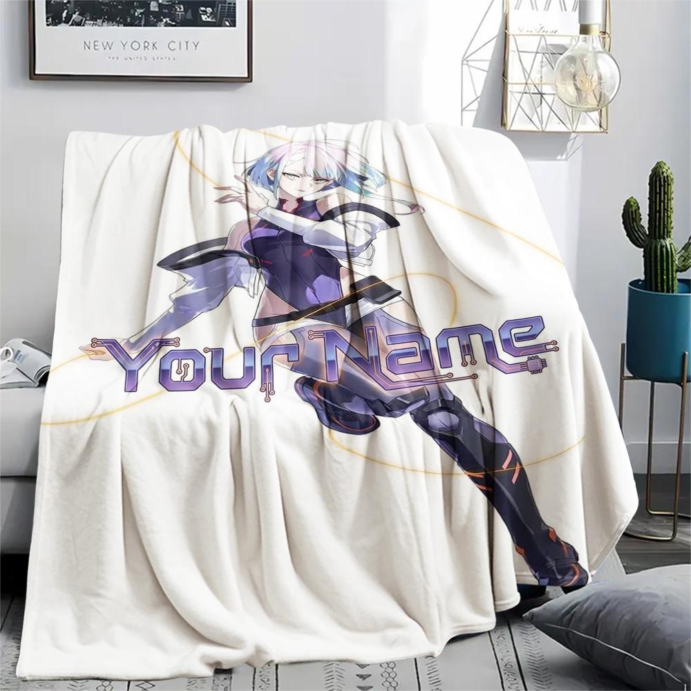 1PC Anime Fusion Custom Name Patterned Flannel Blanket Suitable For All Seasons For Home Decor Warmth And Comfort Gifts Holiday Present