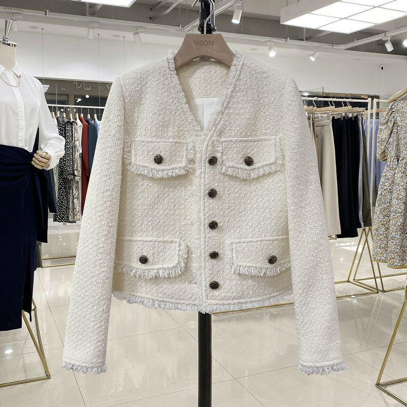 Women's French Style Short White Jacket - Spring/Autumn Collection