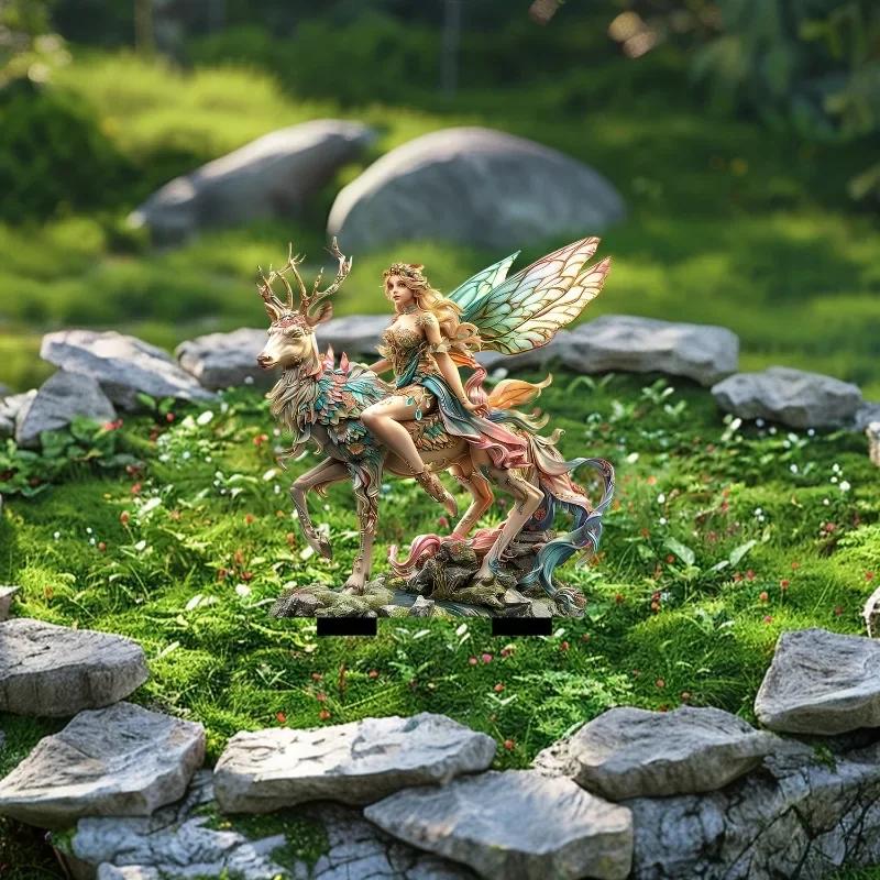 Magic Deer and Forest Spirit Garden Pile Card Acrylic Garden Ground Pot Decoration Scene Embellishment