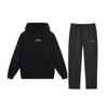 Embroidered Logo Letter Pattern Long Sleeve Hooded Top And Versatile Long Pants Sweatshirt Set Men Sets Black AWDUC41-1+AKLU949-1