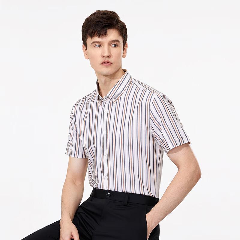Goldlion Men's Luxury Striped Short-Sleeve Shirt