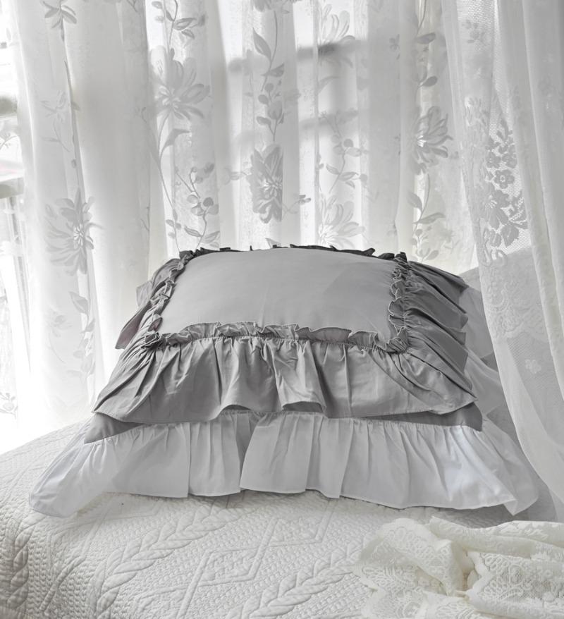 45x45cm50x50cm Lace Edge Ruffle Pink Flower Pillowcase Girl Cottonfrench Elegant Princess Pastoral Home Textile Pilllow Cover 45x45cm 3440₽