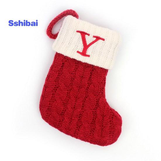 Christmas Sock Ornament with Lanyard Large Capacity Rich Color Classic Letter Design Stocking Hanging Decoration