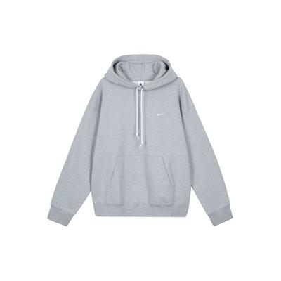 Nike Solid Color Logo Embroidered Pullover Hoodie Long Sleeve Men Tops Gray DX1356-063