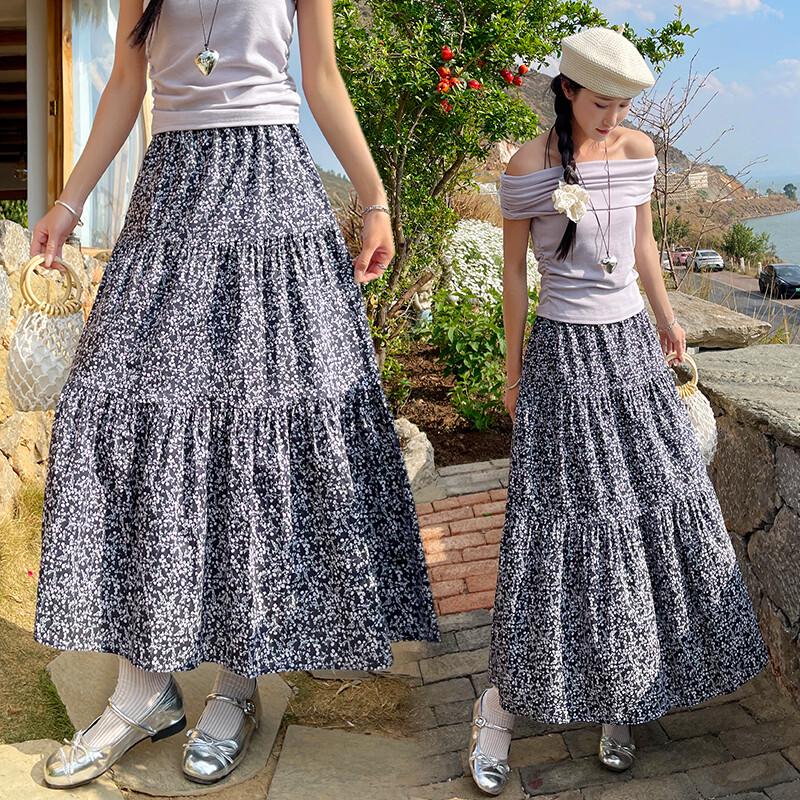 La Chapelle Elegant Floral A-Line Midi Skirt M