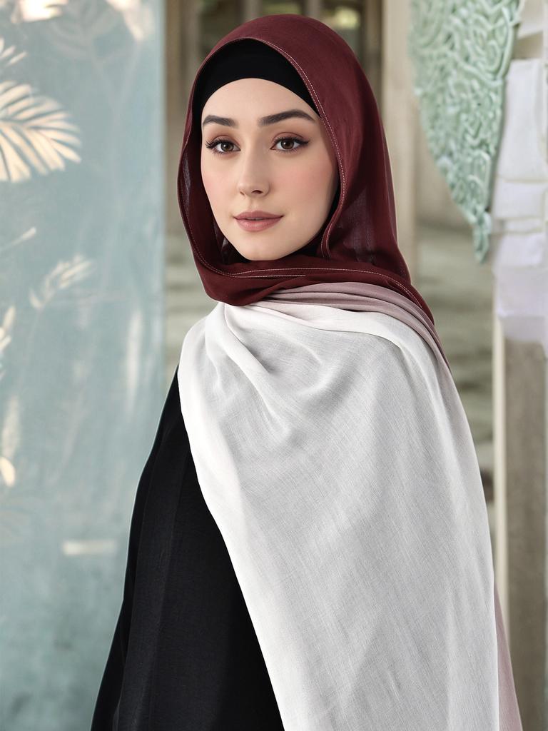 180*85Cm Muslim Viscose Hijab Scarf Women Gradient Color Cotton Feel Head Wrap Lady Soft Turban Scarves Solid Shawl Jersey Hijab