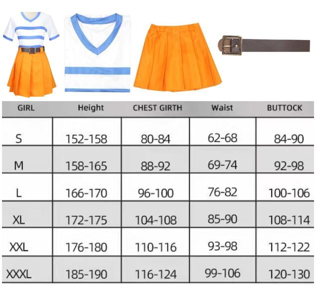 Ensemble complet de olympiques de cosplay Nami pour femmes et filles, haut et jupe, tenues de ceinture, fête d'Halloween et de c