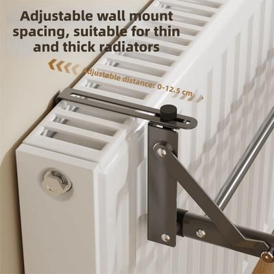 Carbon Steel Radiator Drying Rack Folding Space Saving Clothes Drying Rack Wall Mounted Shoes Storage Rack for Living Room