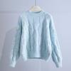 Women's Round Neck Twist Sweater Autumn and Winter Loose Pullover Knit Sweater Sweet Casual Knit Top Outwear