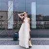 Seaside vacation wind beach halter neck dress children spring and summer new models with chest pads pure desire hollow mid-length dress