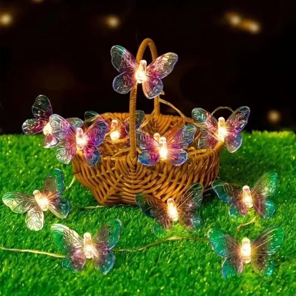 1pc 10/20 LED Blue Purple Butterfly Fairy Lights Indoor Hanging Decorative Lamp Battery Powered For Home Party Festival Decor