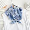 100% Mulberry Silk Blue Forest Silk Double Crepe Silk Scarf Women's Spring, Summer and Autumn High-end Fashion Retro Silk Scarf Scarf