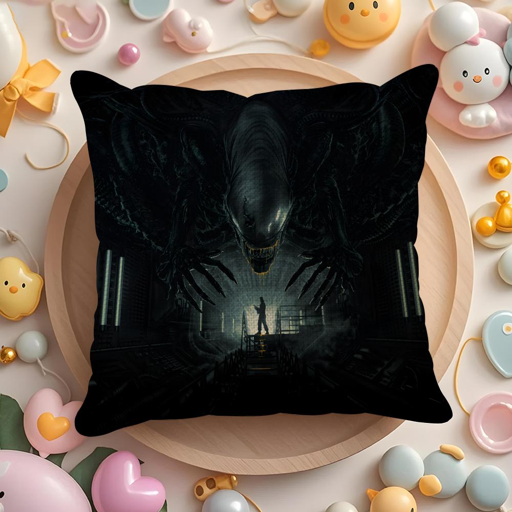 Horror Movie A-Alien Cushion Cover Linen Organic Fabric Double-Sided Printing Breathable Pillow Case Sofa Home Decor Gift