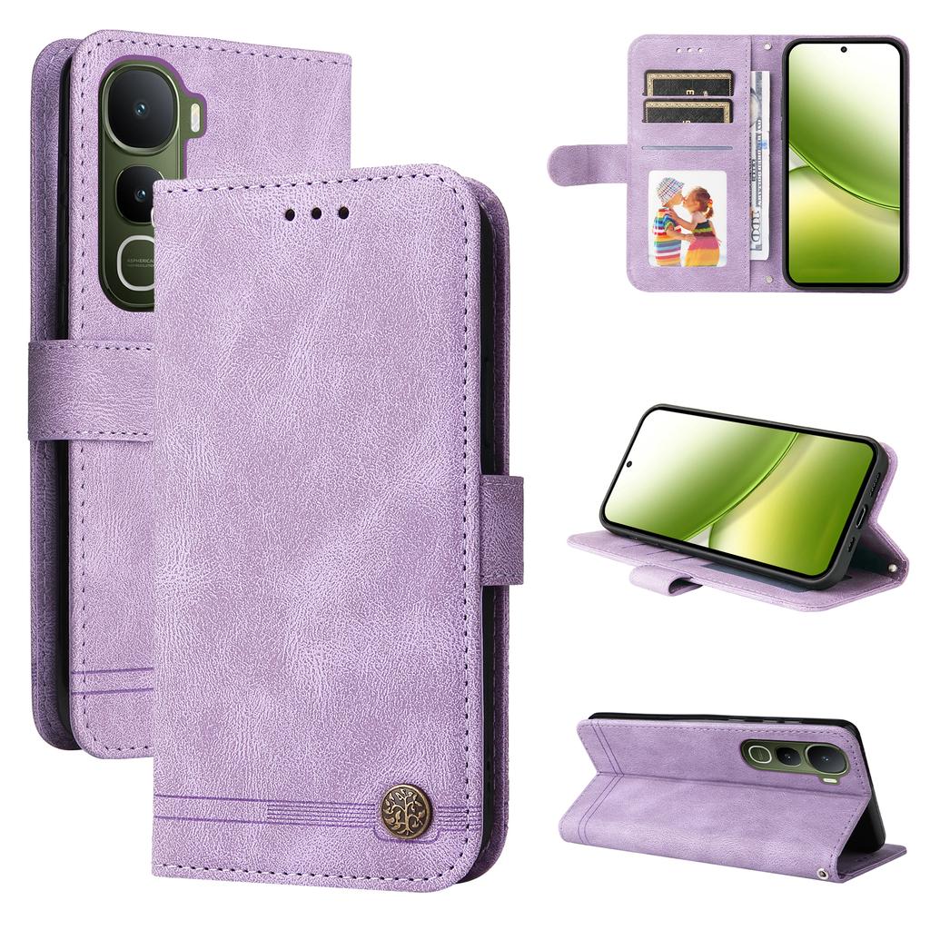 For vivo Y400 5G Leather Wallet Cases Skin Touch Phone Cover Stand with Strap