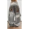 Mens Gothic Streetwear Denim Pants Loose Straight Cut Water Washed Cotton Jeans Youth