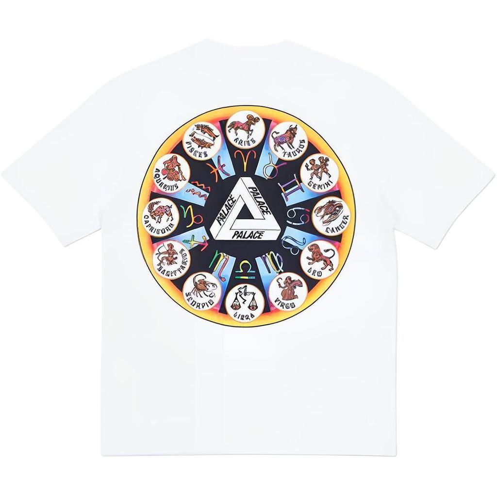 Palace Zodiac Print Short Sleeve T-Shirt Unisex Tops White P12TS038