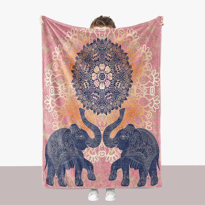 

Elephant Maple Leaves digitalprinted polyester Bedroom velvet flannel soft sofa cover blanket Fleece soft sofa cover 75x100cm