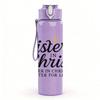 1PC Sisters In Christ Wreath Text 750ml Color Plastic Sports Water Bottle Leakproof Flip Straw Lid Suitable for Sports Office Home Use