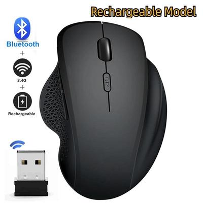 2.4Ghz +Bluetooth 5.2 Wireless Mouse with USB Receiver Rechargeable PC Computer Gaming Gamer Silent Mice 1600DPI Ergonomic Optical Mause Dual Mode