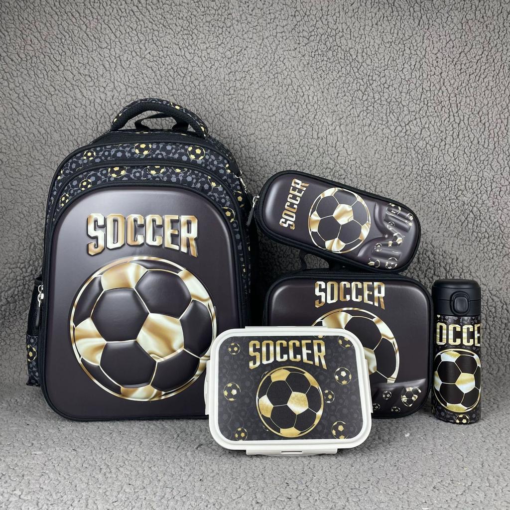 Student Schoolbag 5-Piece Set Can Hold Tie Rod Cartoon 16-Inch Backpack Lunch Bag Pencil Case Water Cup