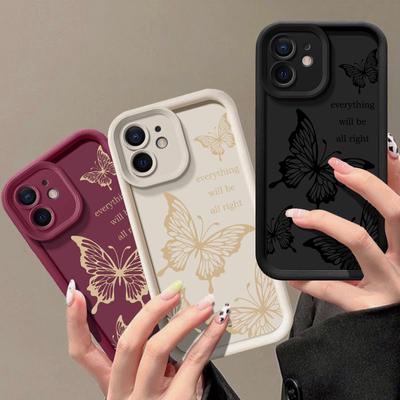 INS Retro Butterfly TPU-Telefonhülle für iPhone 16 Pro 15 14 Plus 13 12 11 Pro Max Plus XS X XR 8 7 Stoßfeste weiche Stoßstangenrückseitenhülle