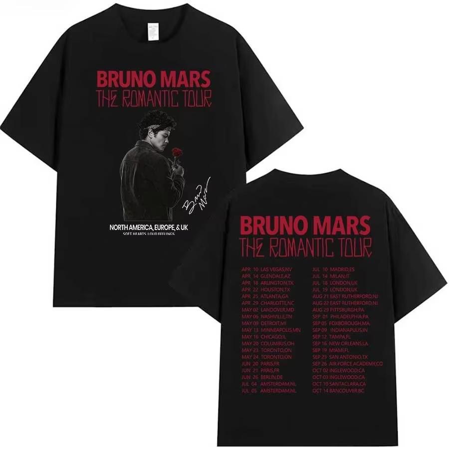 Bruno Mars Romantic Tour Concert Unisex Hip Hop Streetwear Cotton Top 2026 Summer Women And Men T-Shirt