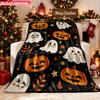 Blanket 1pc Halloween Pumpkins And Ghosts 2D-printed Flannel Throw Blanket-soft and Cozy Suitable for Use On the Sofa While Travel
