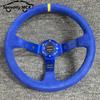 Universal 350mm Racing Steering Wheel Suede 14inch Deep Dish Bolts With Horn Button Include Aluminum Ring For VW HONDA BMW Ford