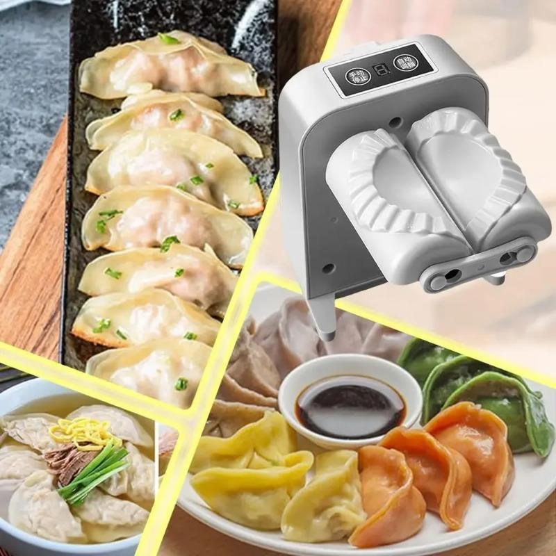 Fully automatic electric dumpling machine,featuring 2 modes,rechargeable,dumpling skin presser,with a filling spoon and brush