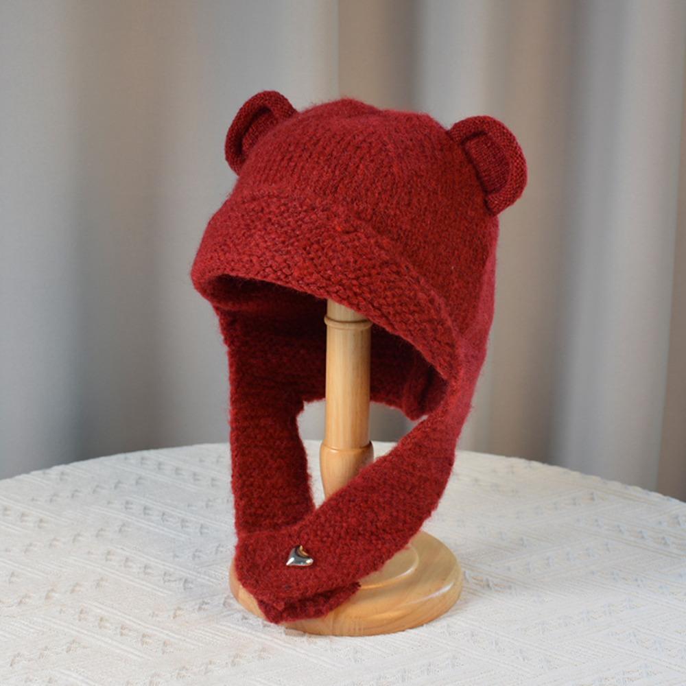 

Neck Cold Proof Knitted Balaclava Hat Solid Color Warm Knit Cap Women Scarf Winter Hat Outdoor