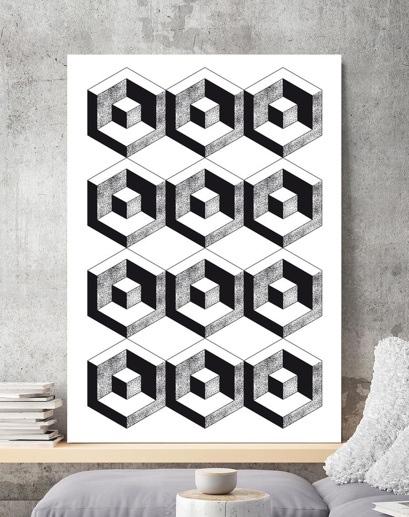 Černá a bílá geometrický vzor plakát