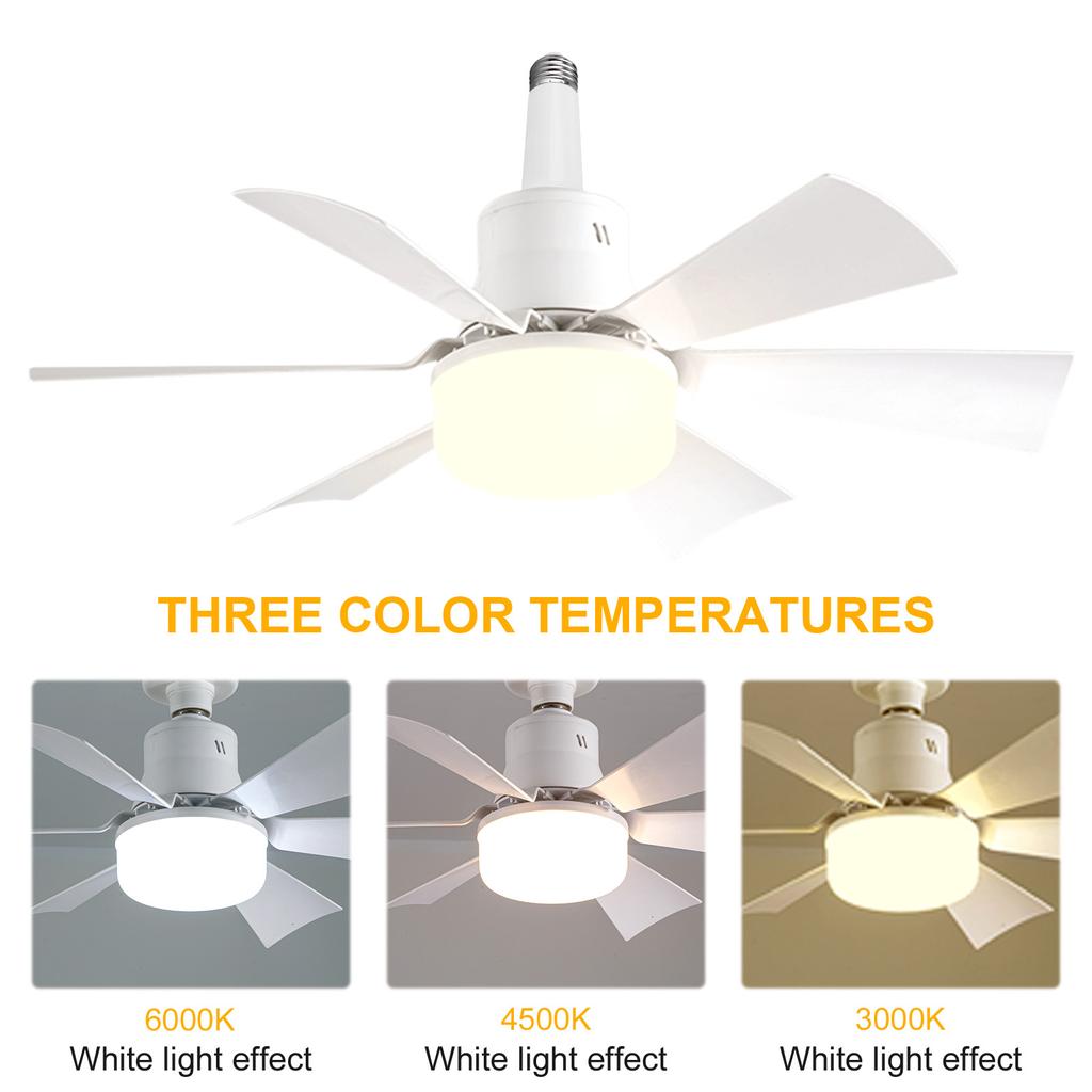 Socket Fan Light with Remote Screw in Ceiling Fan in Light Socket 3 Speeds Dimmable with Extender & 6 Blades for Bedroom