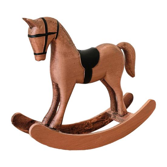 Wooden Rocking Horse Figurine Vintage Horse Statue Sculpture Home Office Living Room Bookshelf Desktop Decoration Ornament