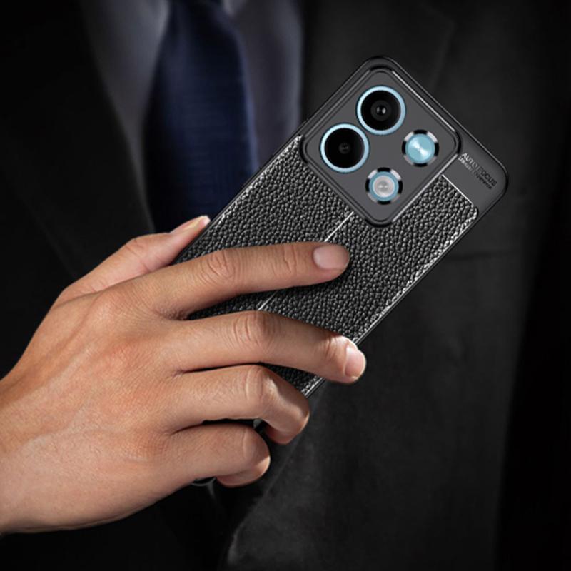 Handyhülle mit Litschi-Textur für Xiaomi Redmi Note 13 5G Hülle TPU Stoßfeste Schale