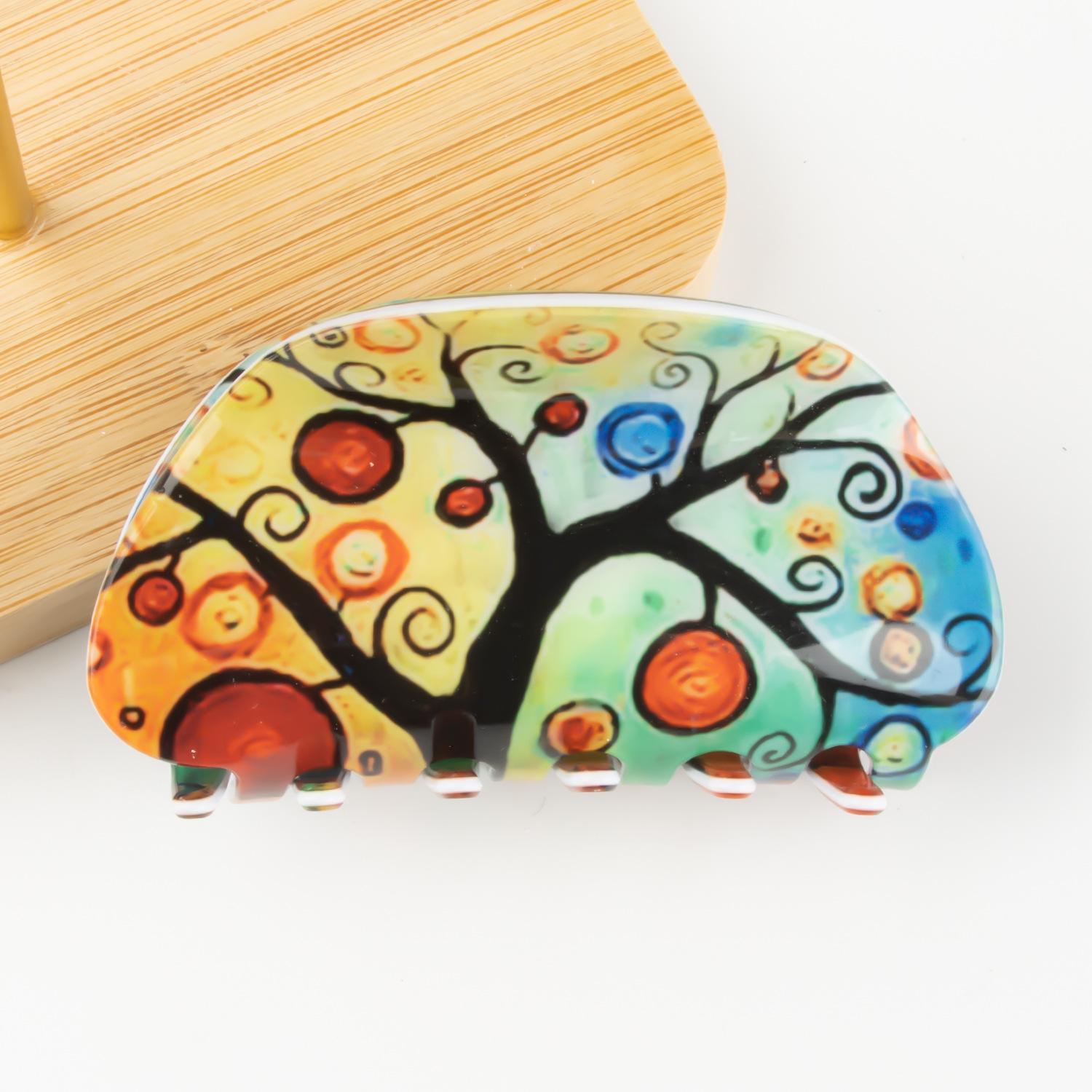 

1pc Half circle countryside scenery clip, new product, medium size hair clip, night hair accessory, hair clip